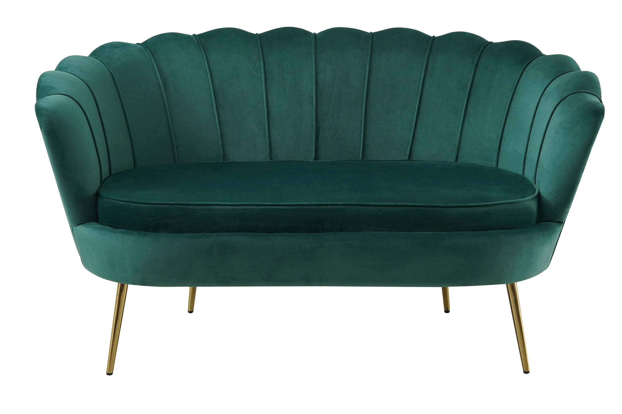 2-SITZER-SOFA in Samt Grün - Goldfarben/Grün, MODERN, Textil/Metall (136/78/77cm) - Livetastic
