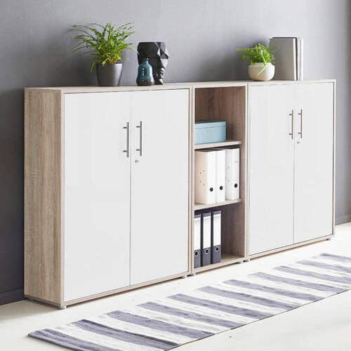 AKTENSCHRANK Weiß, Sonoma Eiche  - Weiß/Sonoma Eiche, MODERN, Holzwerkstoff (213/114/33cm) - MID.YOU