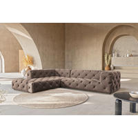 ECKSOFA Fresco in Samt Braun  228/325 cm  - Schwarz/Braun, Design, Kunststoff/Textil (228/325cm) - P & B