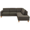 ECKSOFA in Echtleder Graubraun  - Eiche Bianco/Graubraun, Natur, Leder/Holz (257/235cm) - Valdera