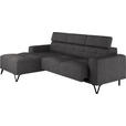 ECKSOFA Anthrazit Chenille  - Anthrazit/Schwarz, KONVENTIONELL, Textil/Metall (178/264cm) - Hom`in