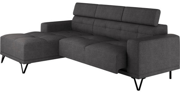 ECKSOFA Anthrazit Chenille - Anthrazit/Schwarz, KONVENTIONELL, Textil/Metall (178/264cm) - Hom`in