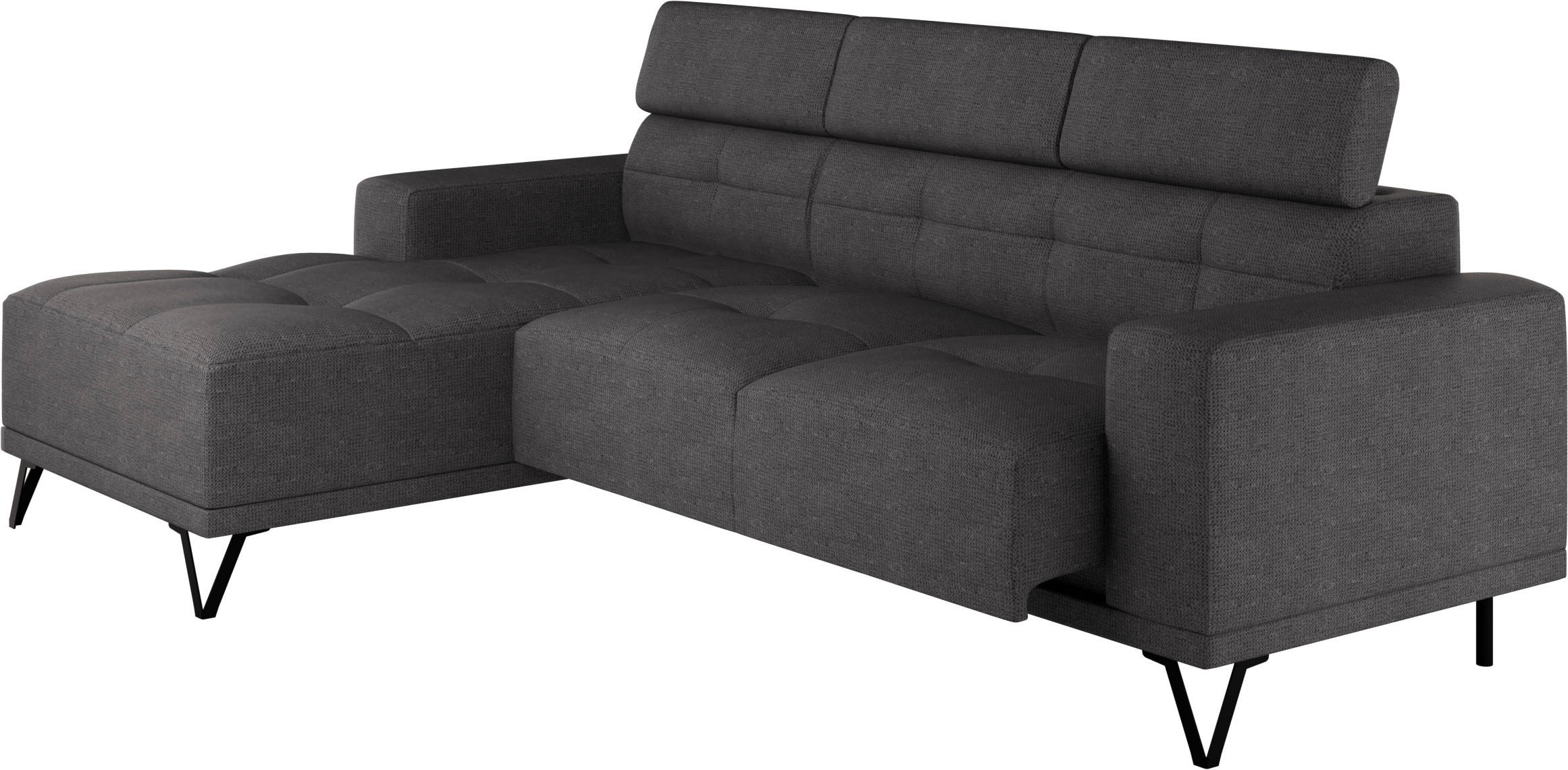 ECKSOFA Anthrazit Chenille  - Anthrazit/Schwarz, KONVENTIONELL, Textil/Metall (178/264cm) - Hom`in
