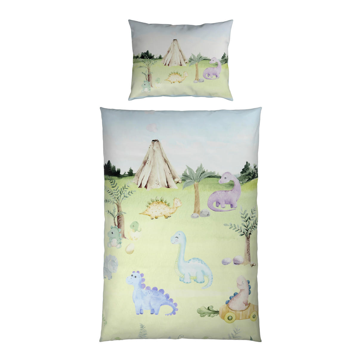 BABYBETTWÄSCHESET 100/135 cm  - Weiss/Grün, Basics, Textil (100/135cm) - Patinio