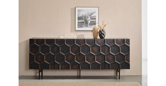 SIDEBOARD  200/80/40 cm  - Schwarzbraun/Schwarz, LIFESTYLE, Holz/Metall (200/80/40cm) - Landscape