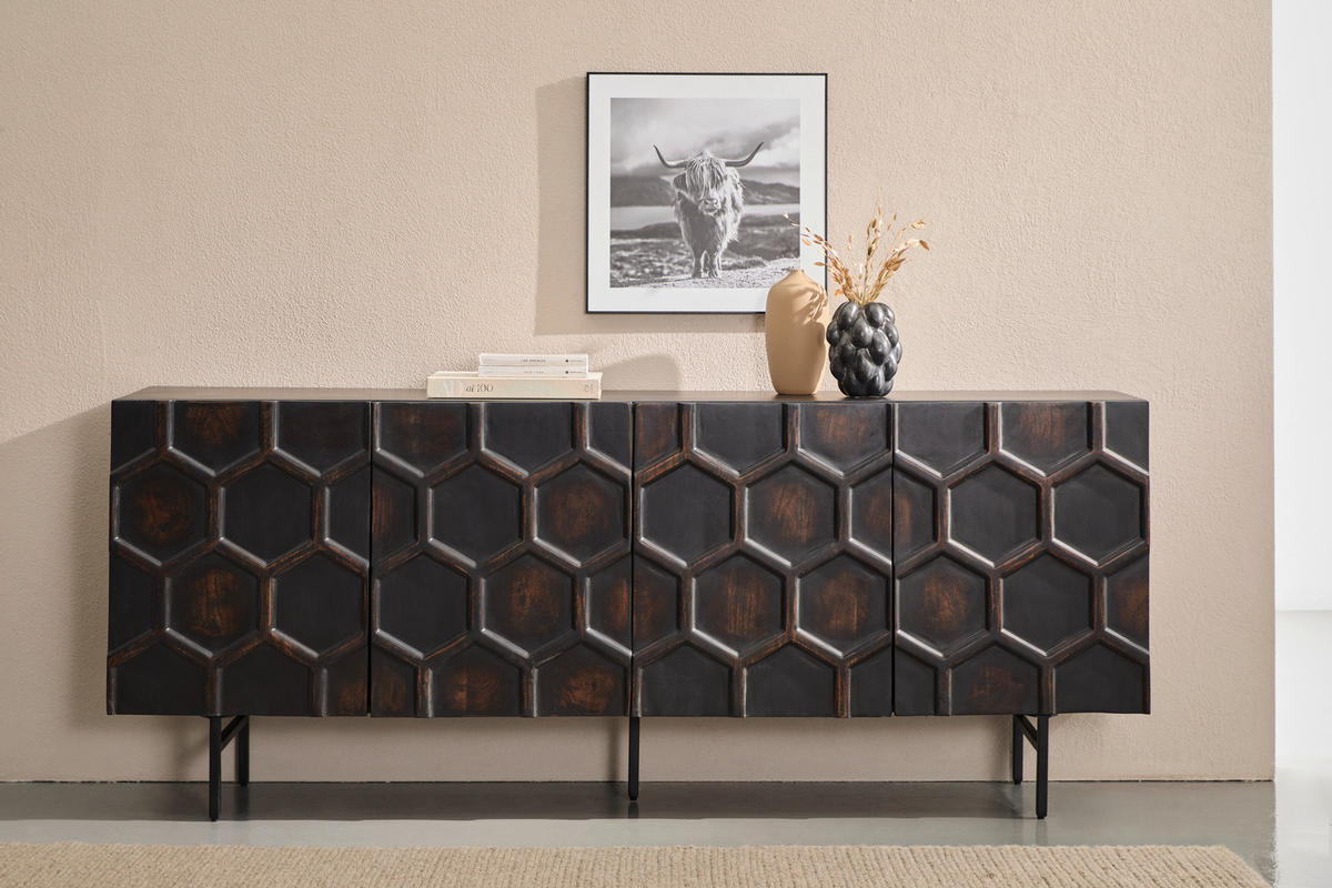 SIDEBOARD  200/80/40 cm  - Schwarzbraun/Schwarz, LIFESTYLE, Holz/Metall (200/80/40cm) - Landscape