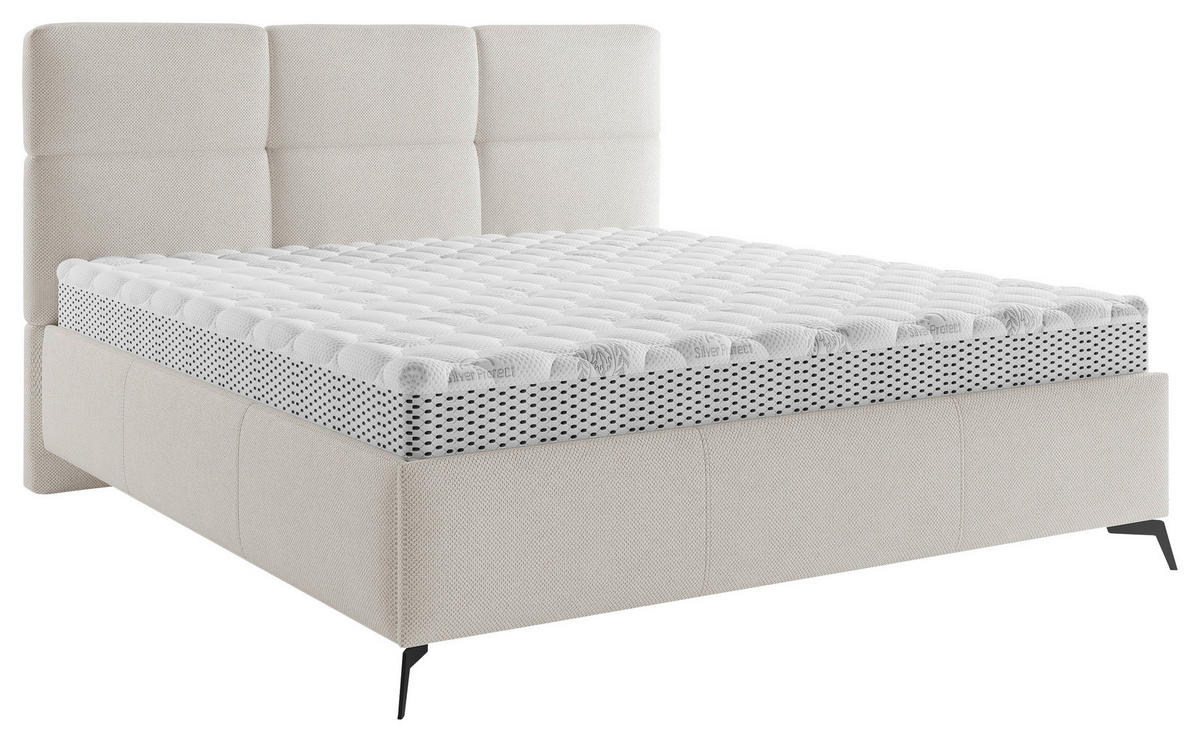 POLSTERBETT 180/200 cm  in Creme  - Creme/Schwarz, Modern, Holz/Textil (180/200cm) - Boxxx