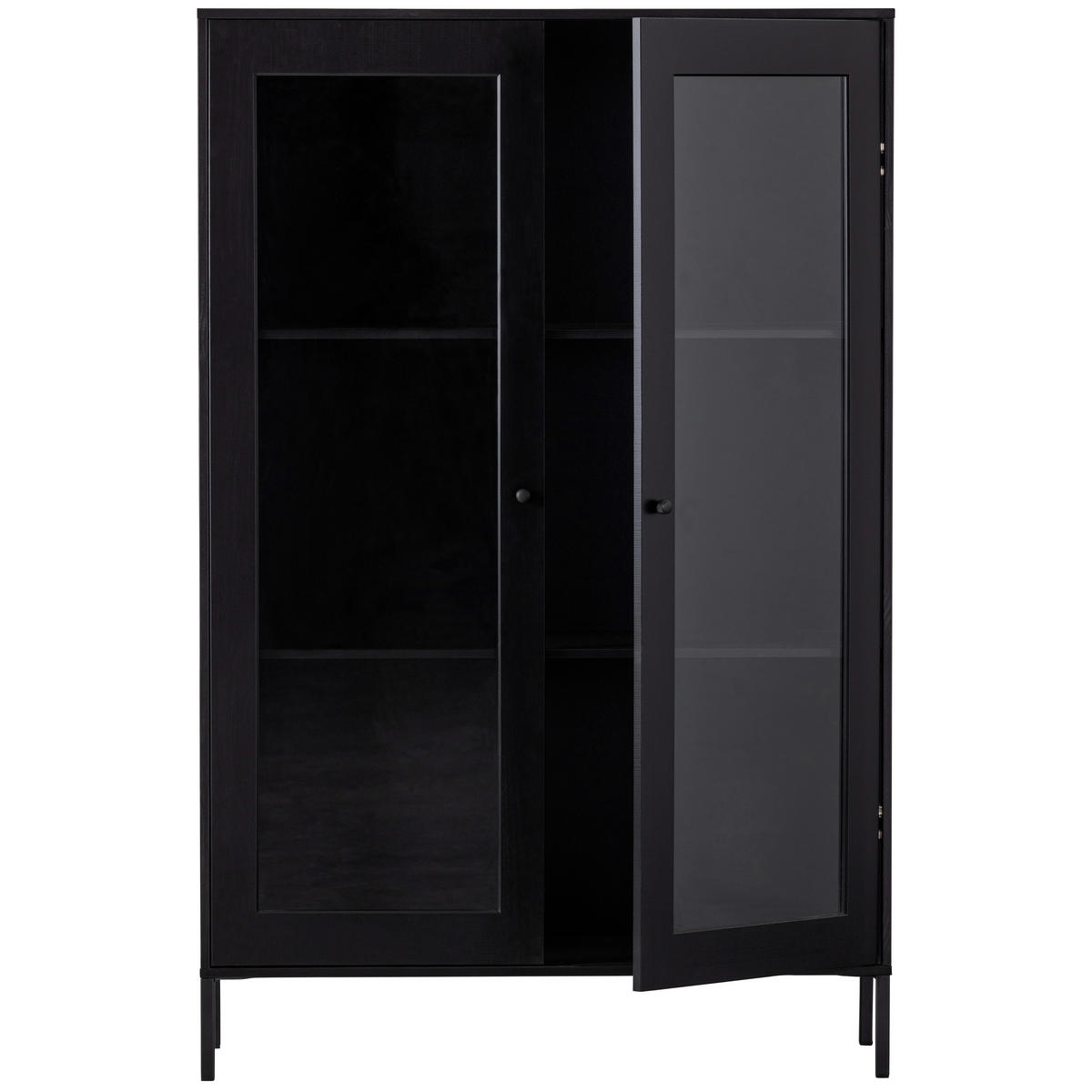 VITRINE  in massiv Kiefer Schwarz  - Schwarz, Design, Glas/Holz (100/155/40cm) - Livetastic