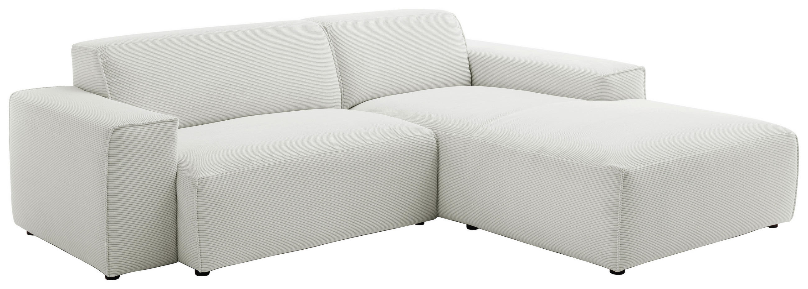 ECKSOFA in Cord Hellgrau  - Hellgrau/Schwarz, Design, Kunststoff/Textil (230/189cm) - Pure Home Lifestyle