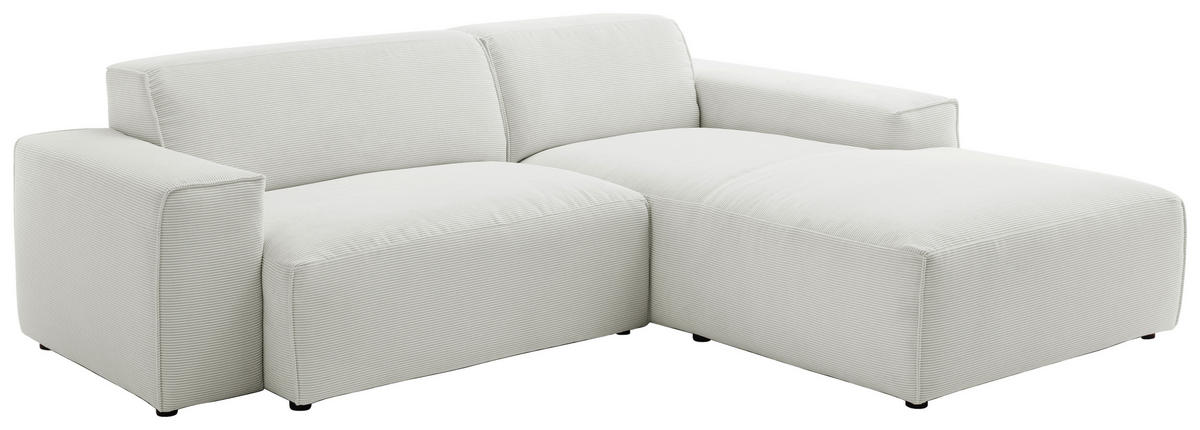 ECKSOFA in Cord Hellgrau  - Hellgrau/Schwarz, Design, Kunststoff/Textil (230/189cm) - Pure Home Lifestyle