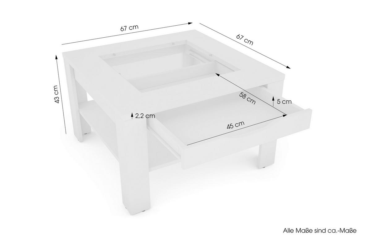 COUCHTISCH in Holzwerkstoff  - Eiche Artisan, Design, Glas/Holzwerkstoff (67/43/67cm) - MID.YOU