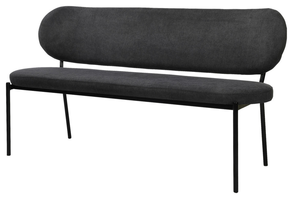 SITZBANK in Metall, Textil Schwarz, Dunkelgrau  - Dunkelgrau/Schwarz, Design, Textil/Metall (160/82/62cm) - MID.YOU