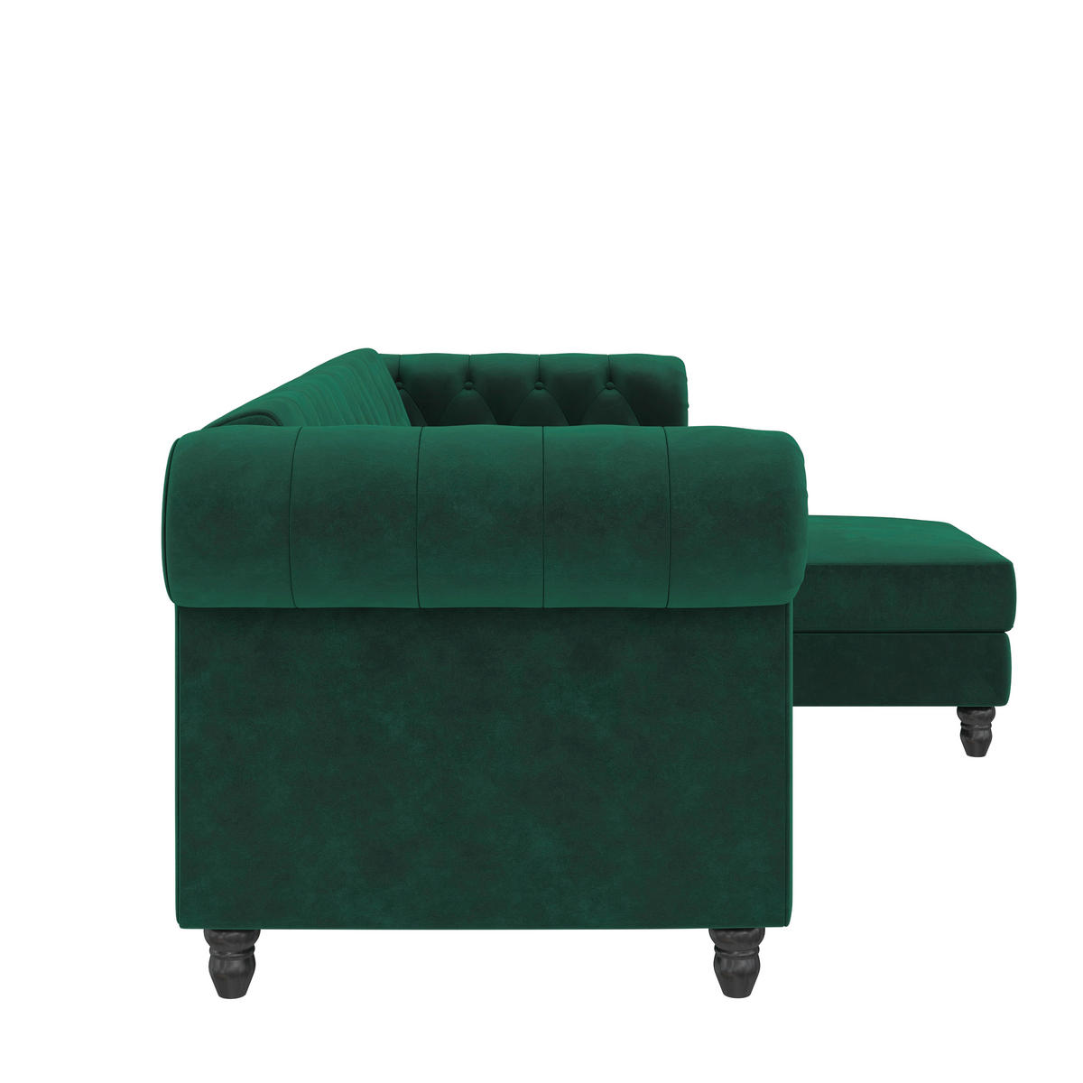 ECKSOFA FIRENZE in Velours Dunkelgrün  - Dunkelgrün/Schwarz, Basics, Holz/Textil (241/154cm) - Livetastic