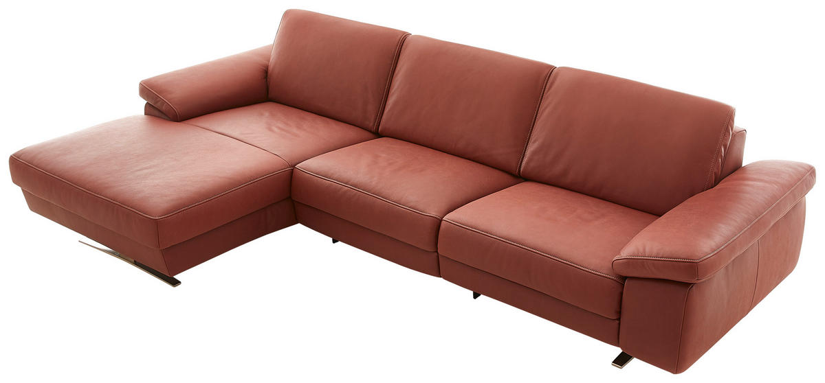 ECKSOFA Rot Echtleder  - Beige/Rot, Design, Leder/Metall (174/287cm) - Koinor