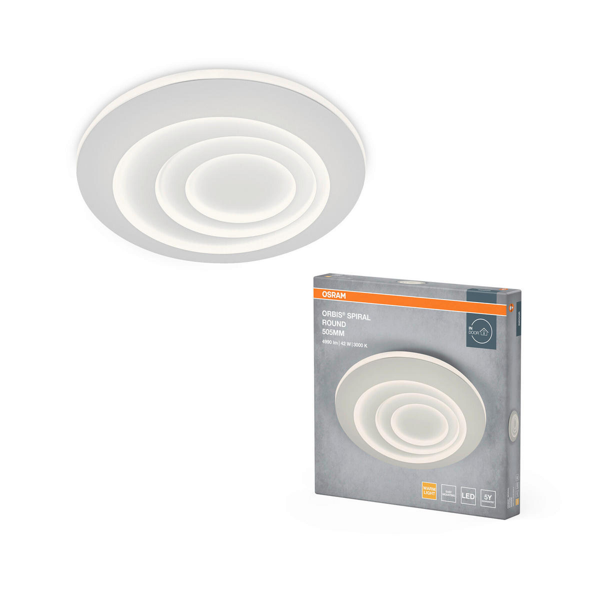 LED-DECKENLEUCHTE Orbis Spiral Round 50,6/5,6 cm   - Weiß, Design, Kunststoff/Metall (50,6/5,6cm) - Osram