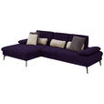 ECKSOFA in Chenille, Mikrofaser Aubergine, Violett  - Violett/Aubergine, Design, Textil/Metall (157/299cm) - Dieter Knoll