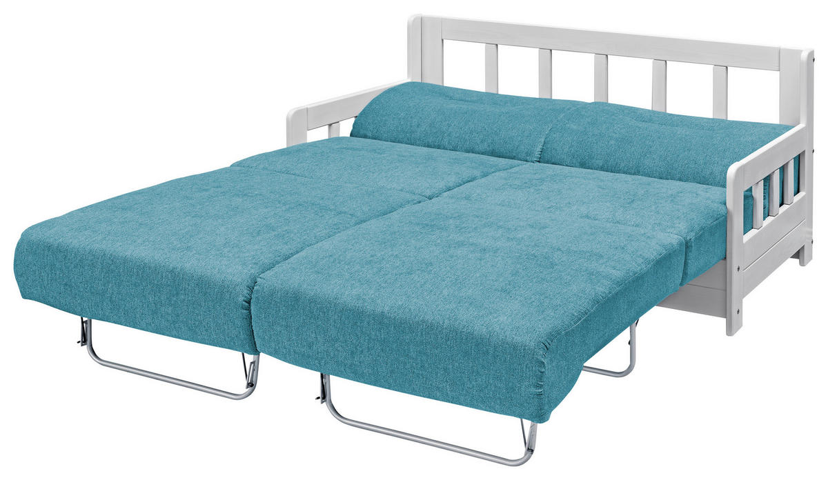 SCHLAFSOFA  in Mikrofaser Blau, Weiß  - Blau/Weiß, LIFESTYLE, Holz/Textil (154/88/90cm) - Livetastic