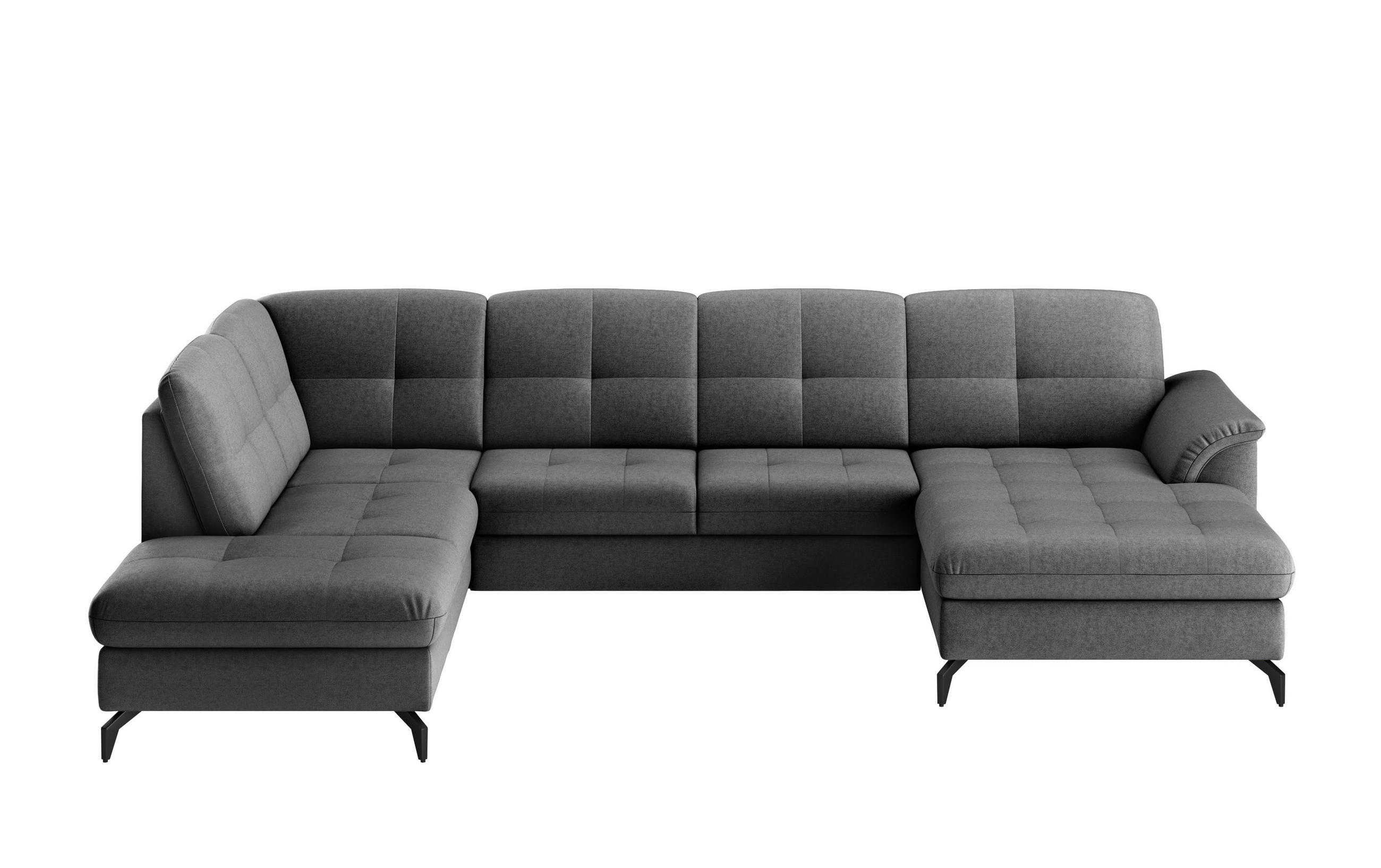 WOHNLANDSCHAFT in Flachgewebe Dunkelgrau  - Dunkelgrau/Schwarz, Modern, Textil/Metall (212/319/164cm) - Sit & More
