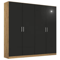 DREHTÜRENSCHRANK 181/210/54 cm,  in Grau, Eiche Artisan, 4-türig  - Chromfarben/Eiche Artisan, MODERN, Holzwerkstoff/Kunststoff (181/210/54cm) - Rauch Möbel