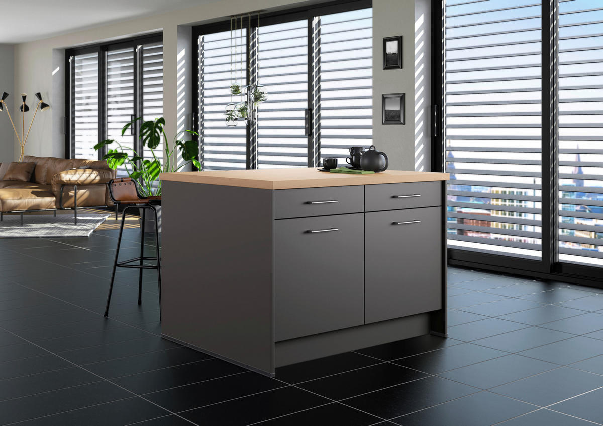 KÜCHENINSEL 123,4/91,8/96,6 cm  in Graphitfarben, Eichefarben  - Edelstahlfarben/Eichefarben, Basics, Holzwerkstoff/Metall (123,4/91,8/96,6cm) - Impuls