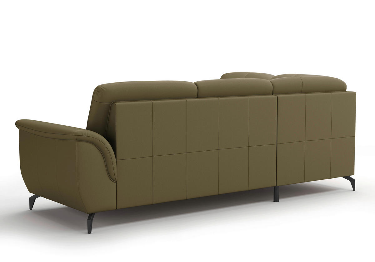 ECKSOFA ZORA E Olivgrün Echtleder  - Schwarz/Olivgrün, MODERN, Leder/Metall (212/244cm) - Sit & More