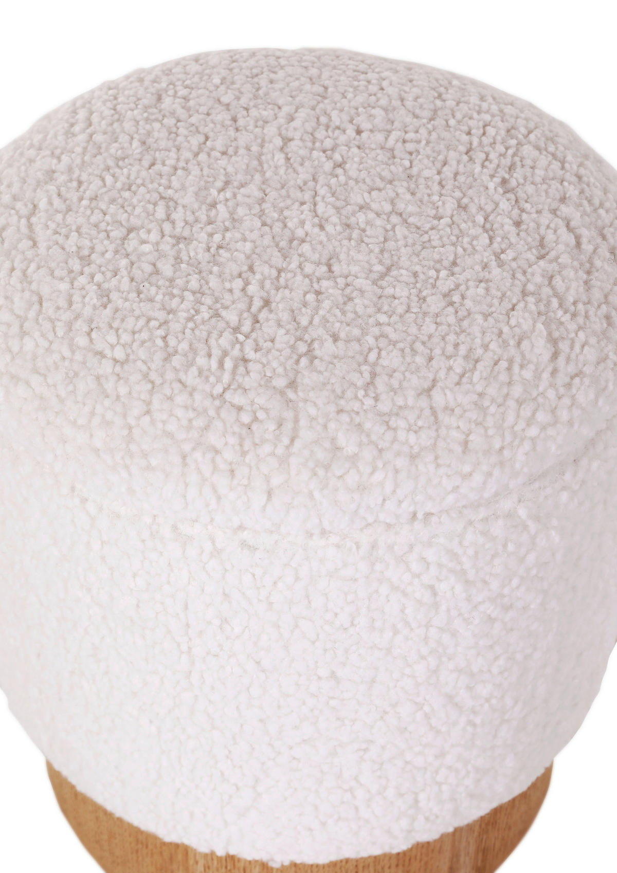 HOCKER Teddystoff Weiß, Kieferfarben  - Naturfarben/Weiß, Design, Holz/Textil (35/40/35cm) - Landscape