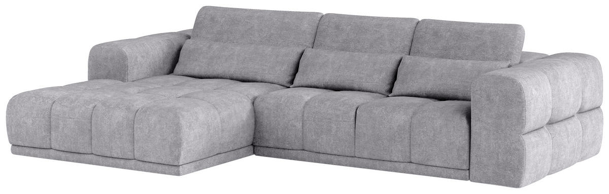 HÖRNSOFFA i chenille grå  - svart/grå, Klassisk, textil/plast (203/290cm) - MID.YOU