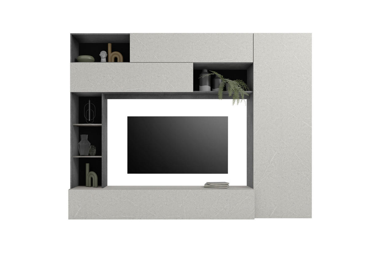 WOHNWAND 5-teilig  in Anthrazit, Greige  272/209/40 cm  - Greige/Anthrazit, MODERN, Holzwerkstoff/Kunststoff (272/209/40cm) - Carryhome