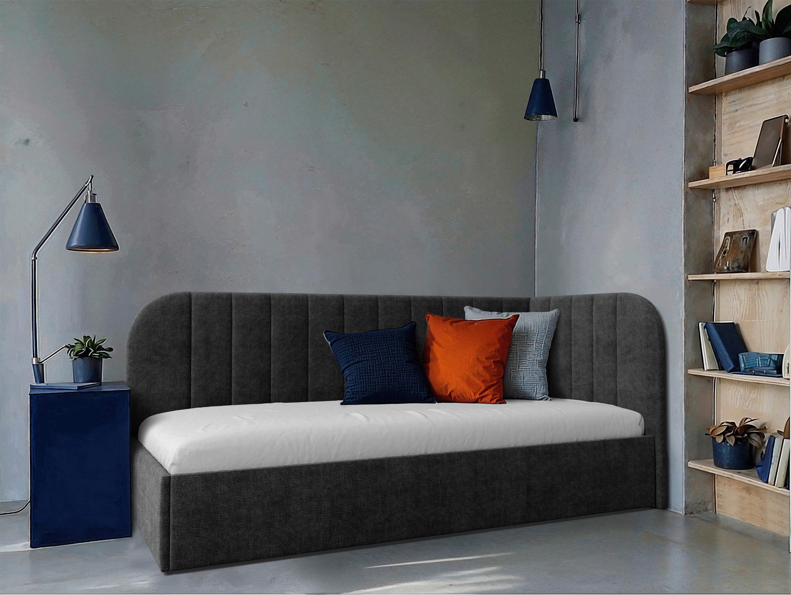 POLSTERBETT 90/200 cm, inkl. Lattenrost, Bettkasten,  in Dunkelgrau  - Dunkelgrau/Schwarz, MODERN, Holz/Holzwerkstoff (90/200cm) - MID.YOU