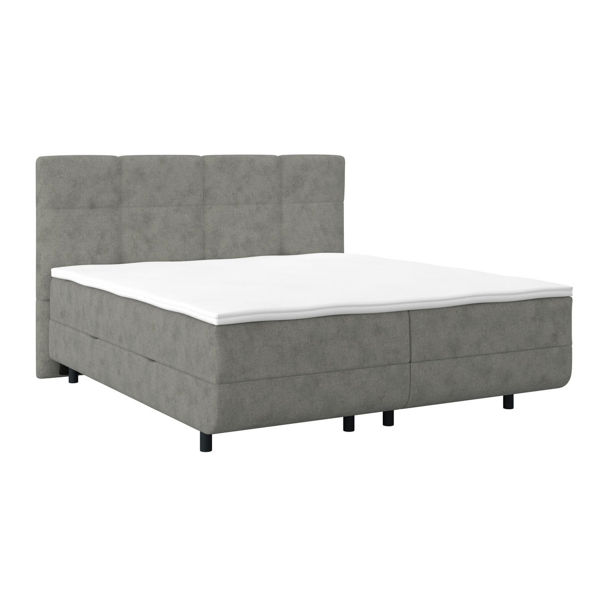 POLSTERBETT Bettkasten, Topper 200/200 cm  in Grau  - Schwarz/Grau, MODERN, Kunststoff/Textil (200/200cm) - MID.YOU