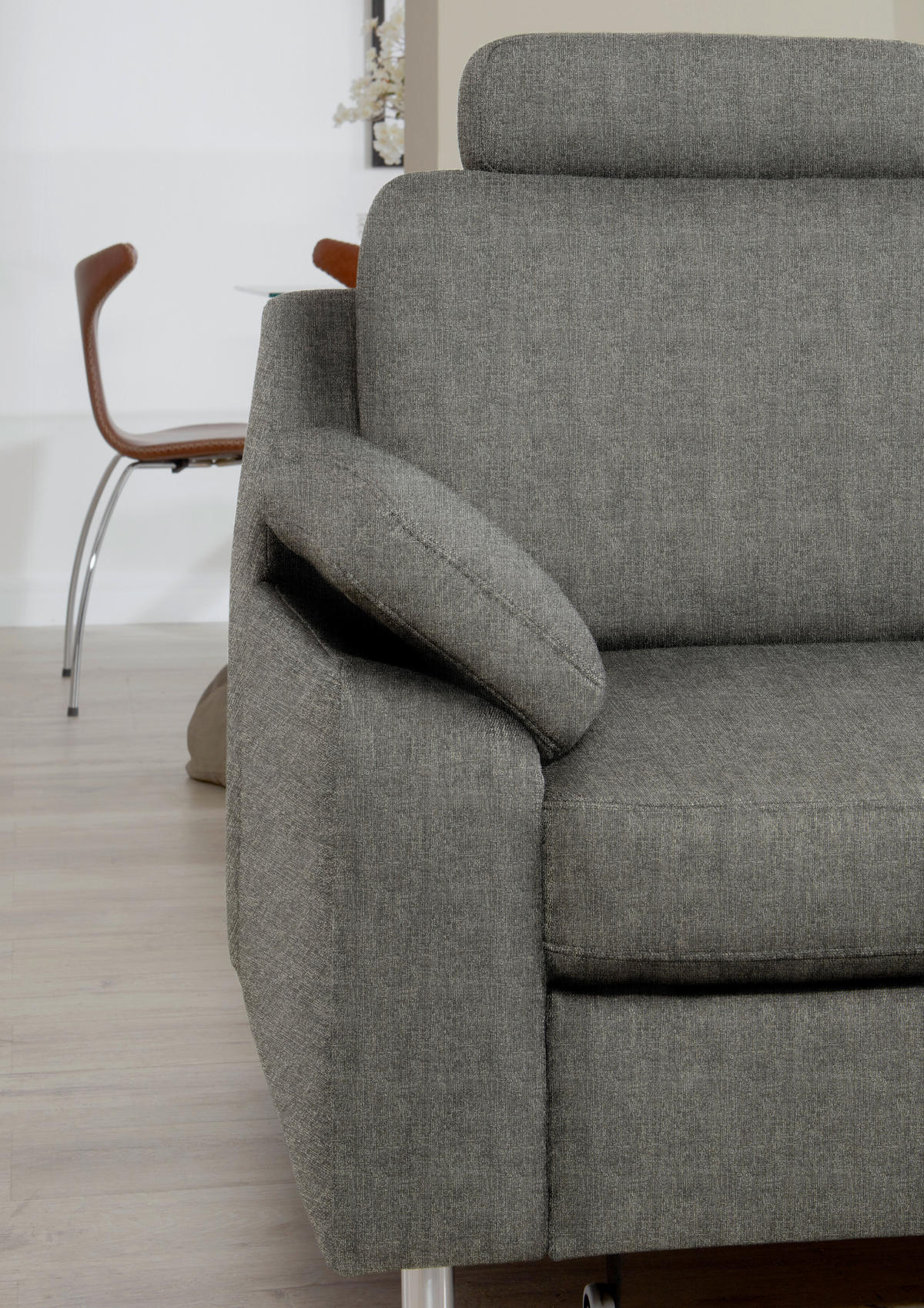 ECKSOFA in Webstoff Dunkelgrau  - Dunkelgrau/Alufarben, Konventionell, Textil/Metall (241/200cm) - Beldomo System