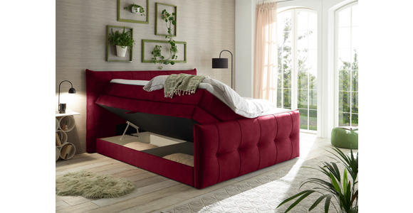 BOXSPRINGBETT 180/200 cm  in Weinrot  - Weinrot/Schwarz, KONVENTIONELL, Kunststoff/Textil (180/200cm) - Esposa