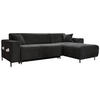 ECKSOFA Dunkelgrau Cord  - Dunkelgrau/Schwarz, Textil/Metall (260/165cm) - MID.YOU