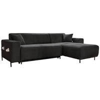 ECKSOFA Dunkelgrau Cord  - Dunkelgrau/Schwarz, Textil/Metall (260/165cm) - MID.YOU