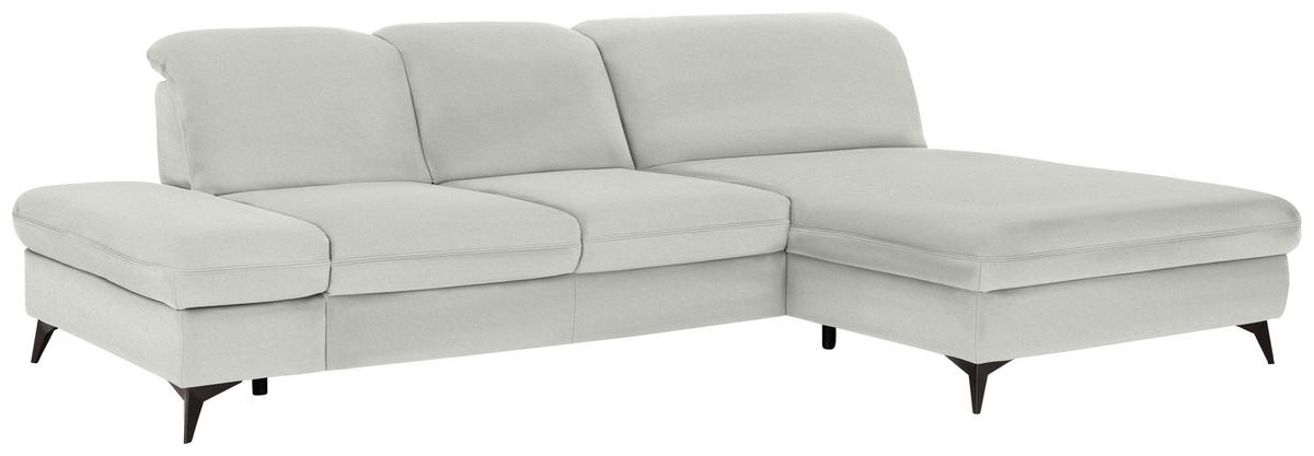 ECKSOFA Chenille Ecru  - Ecru/Schwarz, Design, Textil/Metall (288/198cm) - Beldomo Style