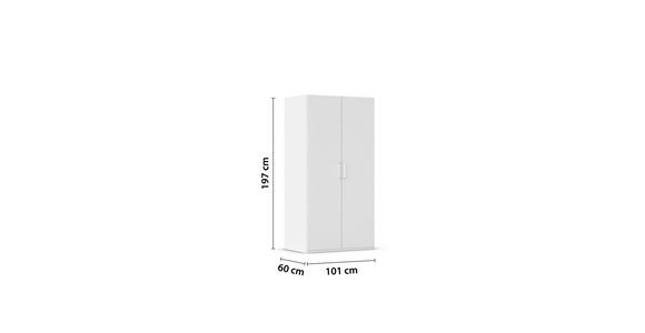 DREHTÜRENSCHRANK 101/197/60 cm 2-türig Weiß - Silberfarben/Weiß, Design, Holzwerkstoff/Kunststoff (101/197/60cm) - Novel