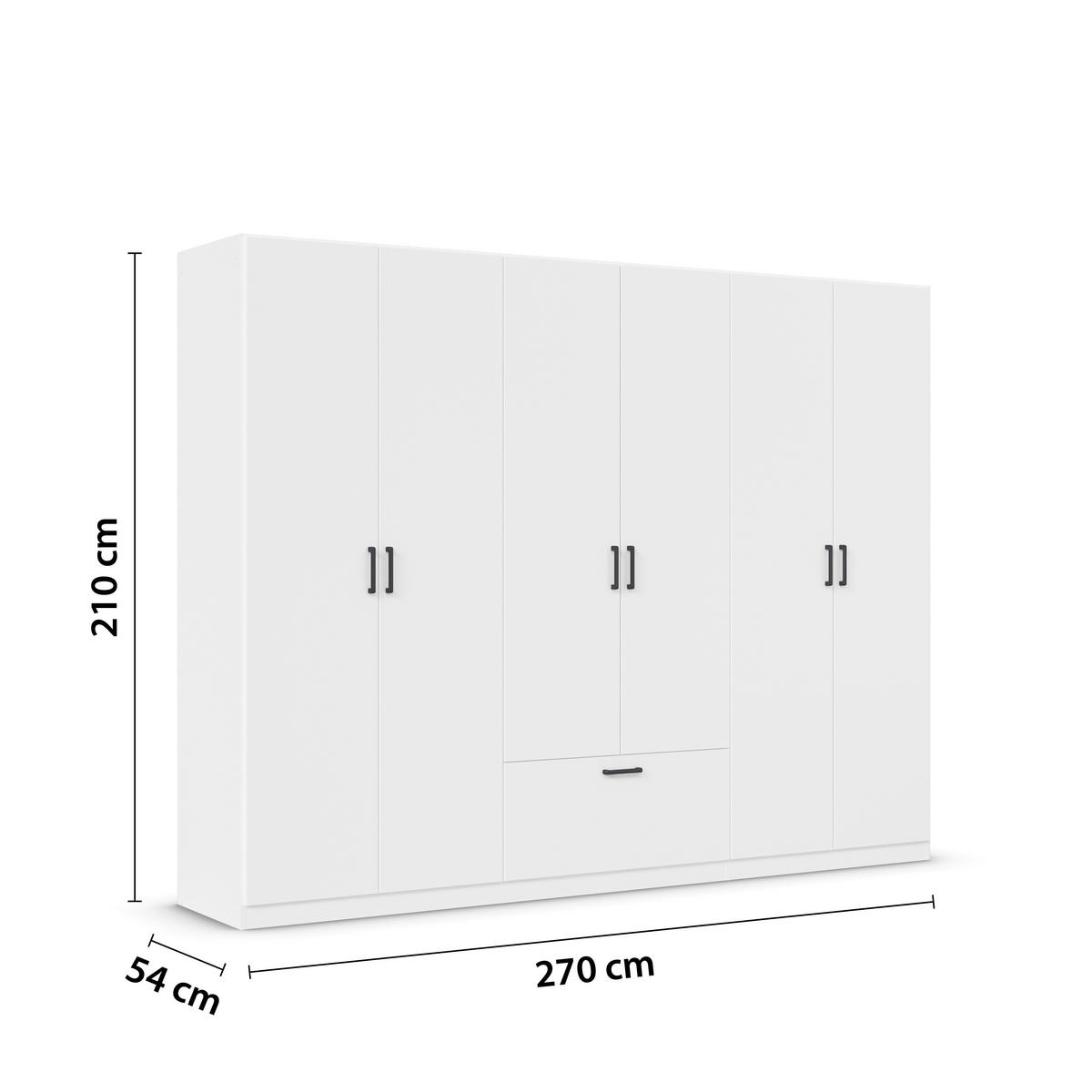 KLEIDERSCHRANK in Weiss  - Weiss/Grau, Basics, Holzwerkstoff/Metall (271/210/54cm) - Boxxx