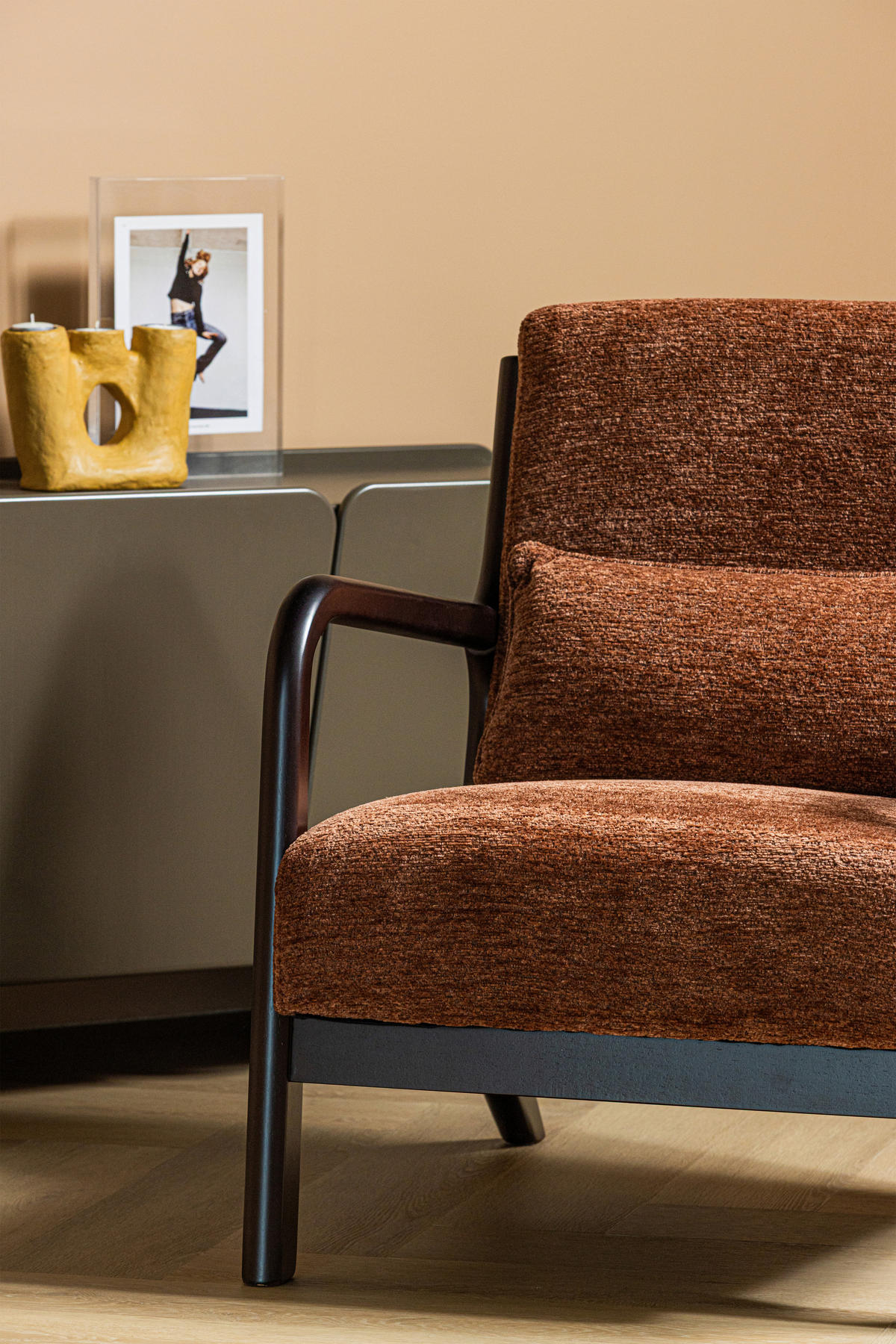 SESSEL in Chenille Braun, Dunkelbraun  - Dunkelbraun/Braun, MODERN, Holzwerkstoff/Textil (67/75/82cm) - Livetastic