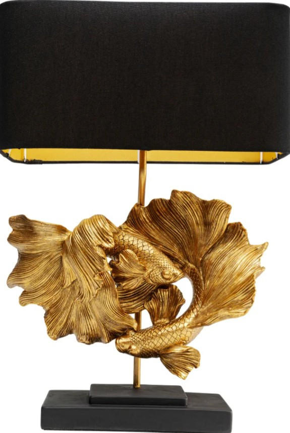 TISCHLEUCHTE 36,5/53/20,5 cm   - Goldfarben/Braun, LIFESTYLE, Kunststoff/Textil (36,5/53/20,5cm) - Kare-Design