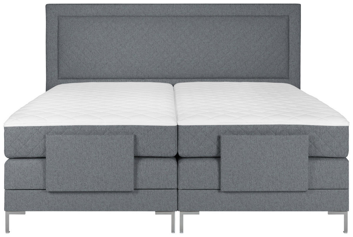 BOXSPRINGBETT 180/200 cm  in Dunkelgrau  - Dunkelgrau/Alufarben, Design, Textil/Metall (180/200cm) - Welnova