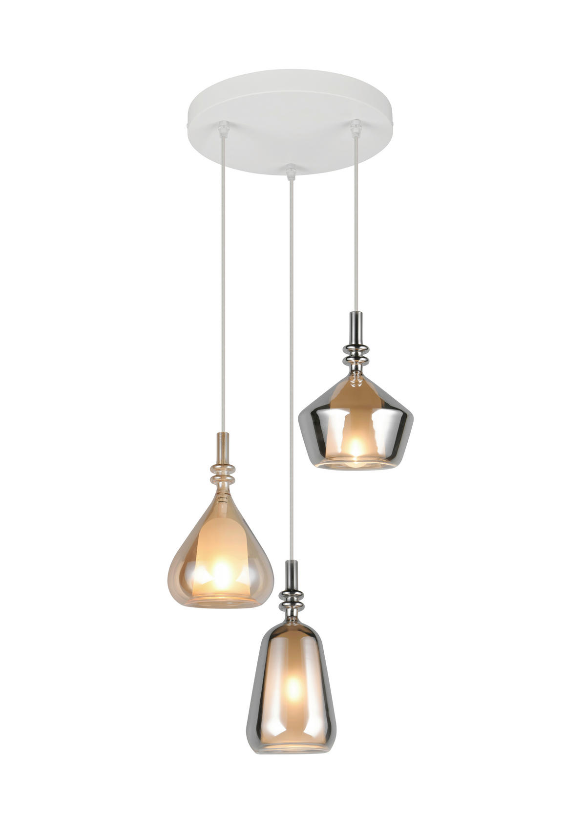 PENDELLEUCHTE ALDEA 28/200 cm   - Chromfarben/Hellbraun, Trend, Glas/Metall (28/200cm) - Trio Leuchten