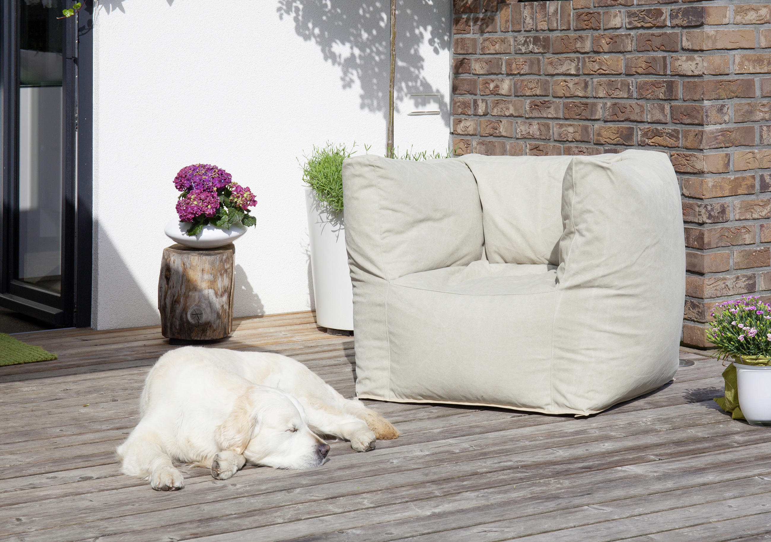 OUTDOORSITZSACK Uni 500 L  - Beige, Basics, Kunststoff (90/65/60cm) - Ambia Garden