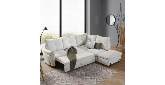 ECKSOFA in Bouclé Creme  - Creme/Schwarz, Design, Textil/Metall (250/220cm) - Xora