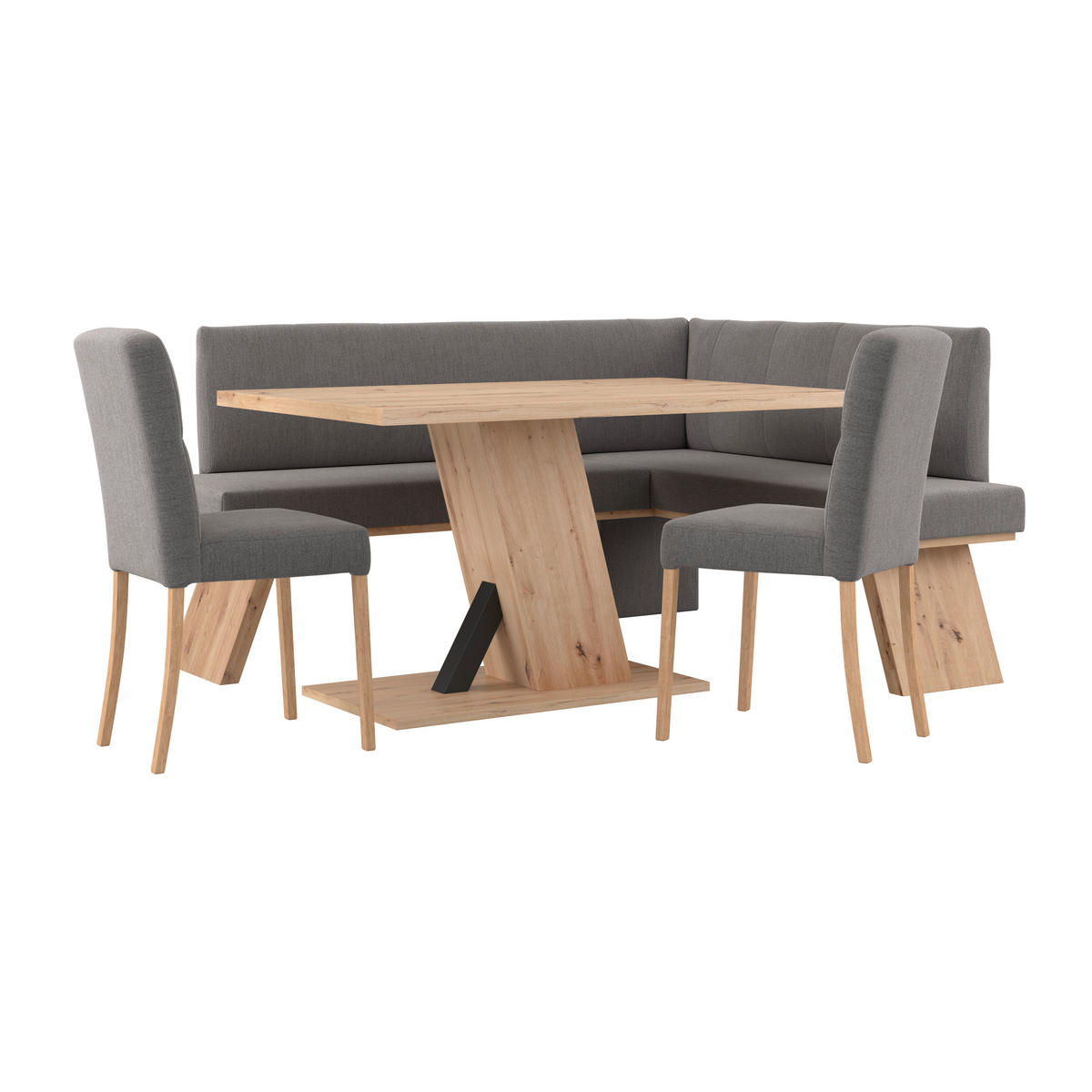 ECKBANK 185/150 cm Webstoff Dunkelgrau   - Eichefarben/Dunkelgrau, KONVENTIONELL, Textil (185/150cm) - Livetastic