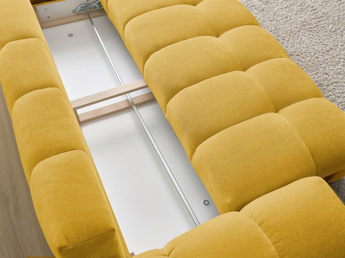 SCHLAFSOFA EVEREST  mit Rücken echt, Armteil links, Armteil rechts Struktur Gelb  - Gelb/Schwarz, MODERN, Kunststoff/Textil (278/115/90cm)