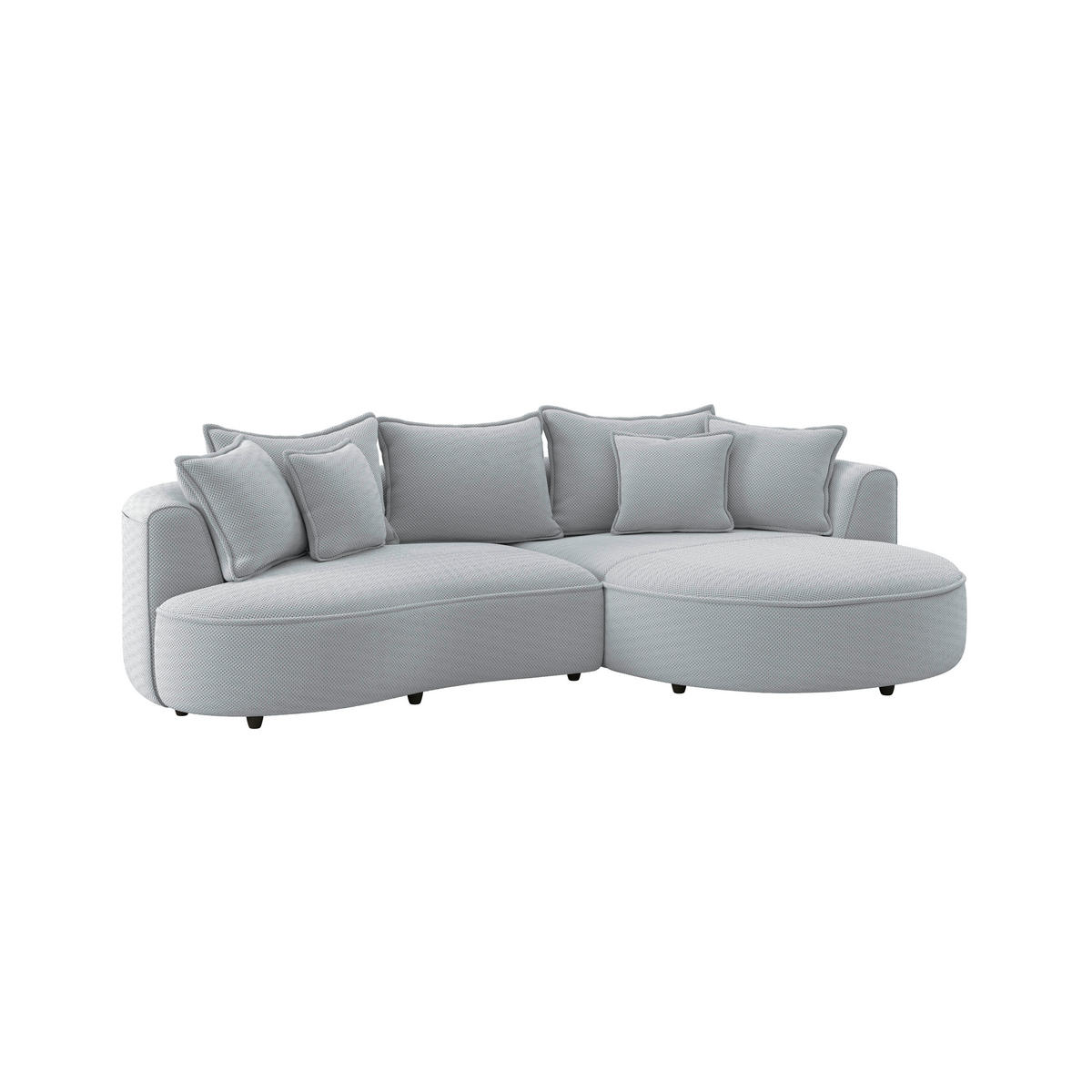 ECKSOFA LEVI Grauweiß Velours, Struktur  - Grauweiß/Schwarz, MODERN, Kunststoff/Textil (287/168cm) - Livetastic