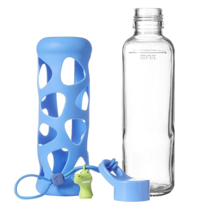 KINDERTRINKFLASCHE  - Blau, Basics, Glas/Kunststoff (8/27,3/7,3cm) - Leonardo