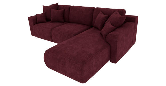 ECKSOFA in Samt Bordeaux  - Chromfarben/Bordeaux, KONVENTIONELL, Kunststoff/Textil (293/195cm) - Carryhome