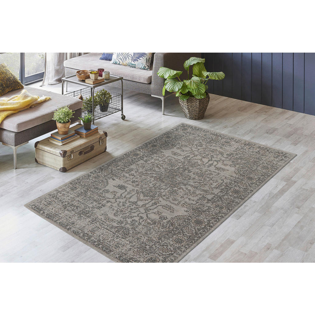 Thumbnail - Xxxl Vintage-Teppich Percy 300, Grün, Taupe, Textil, Vintage, rechteckig, 80x150 cm, für Fußbodenheizung geeignet, Teppi...