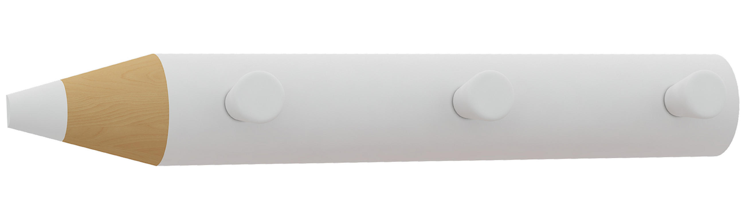 Hakenleiste Stifto B: 37 Cm Buntstiftform Weiß 3 Haken